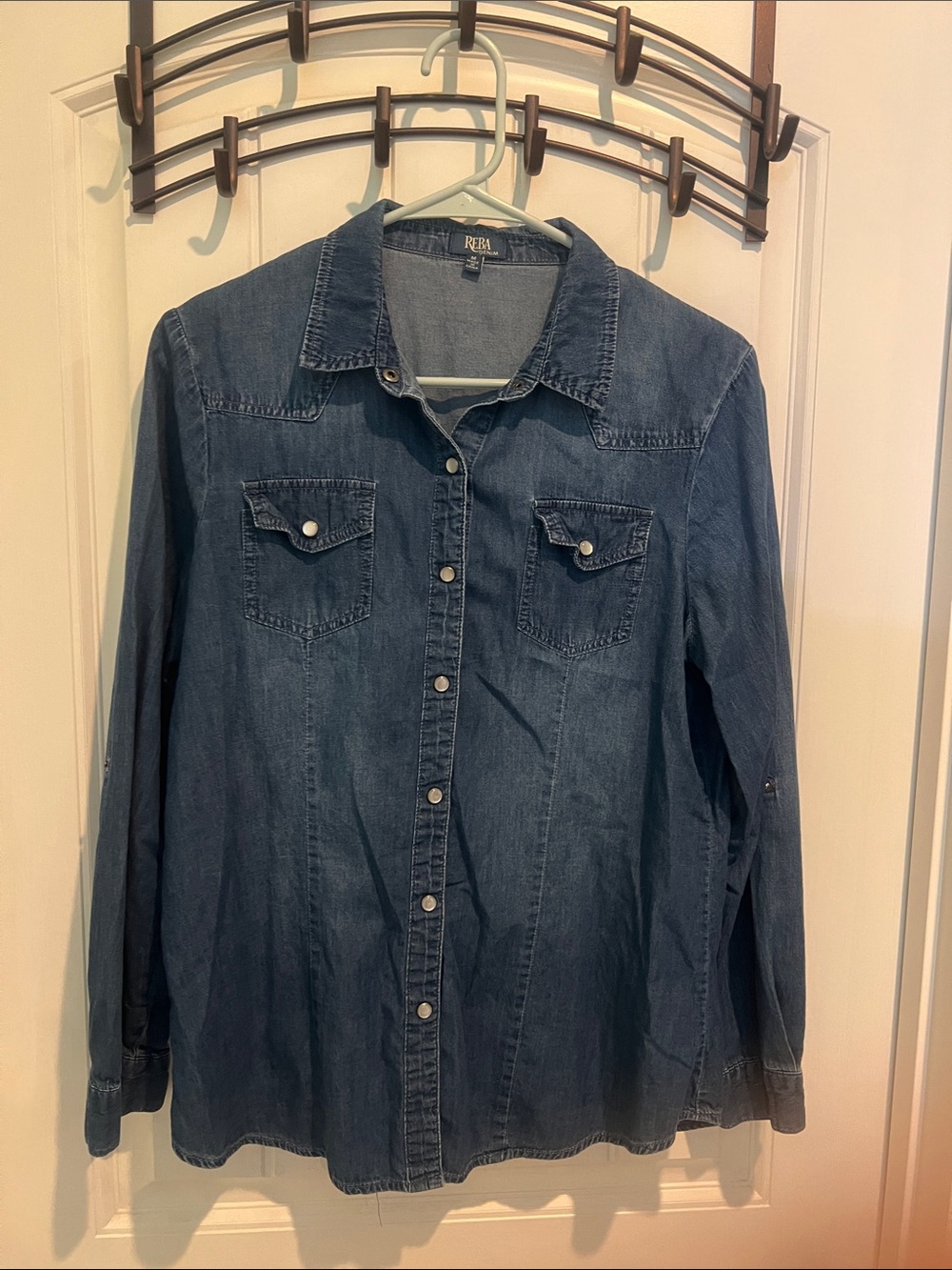 Reba Denim Button-Down Shirt - Blue
